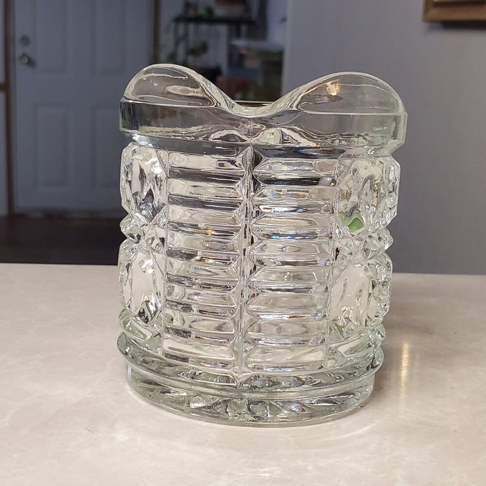 Vintage 1970s Federal Glass Clear Windsor Button 3-1/4" Creamer Pitcher 8oz - Picture 4 of 6